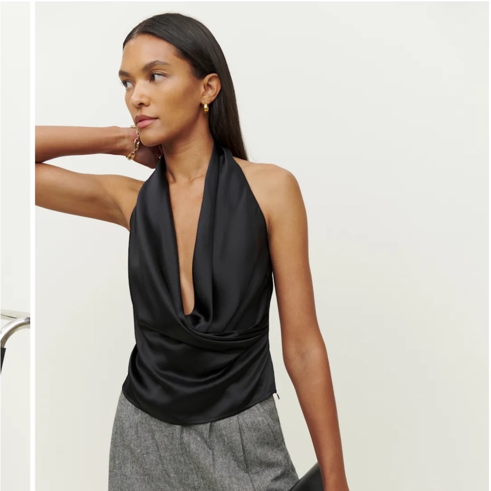 Reformation Emmy Silk Top black size XS